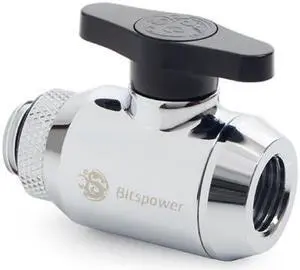 Bitspower Silver Mini Valve Rotary G1/4"& Inner G14"With Black Handle
