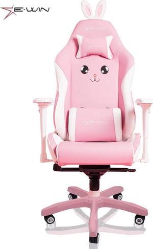 Soontrans Pink Gaming Chair with Footrest,Lovely Computer Game Chair,Desk  Chair for Granddaughter,Sister,Girlfriend,Wife and Love with  Headrest,Lumbar Support Gamer Chair (Pink) 