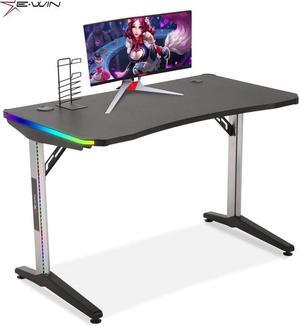 E-WIN Nexus Lucis RGB Gaming Desk ,Music Sync Lights Up Computer Table with Wireless Charging and USB Charging Ports