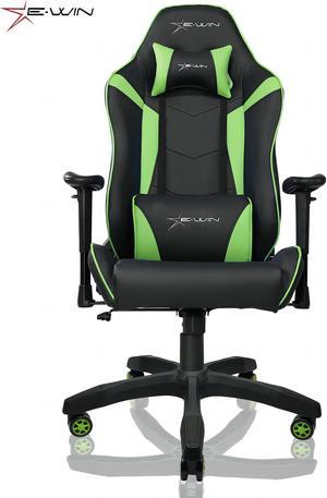 NOKAXUS Gaming Chair With Adjustable Footrest Armrest Head and Lumbar Pillow  Black/green 