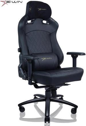 E-WIN 550LB Gaming Chair,Big and Tall Computer Chair for  Adults,Ergonomic Office Chair with Magnetic Head Pillow,Thickened Seat Cushion-Black