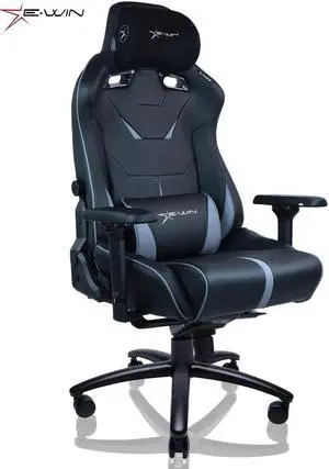 E-WIN 550LB Ergonomic Gaming Chair,Big and Tall Computer Chair for Heavy People,Office Chair with Magnetic Head Pillow-Black/Grey