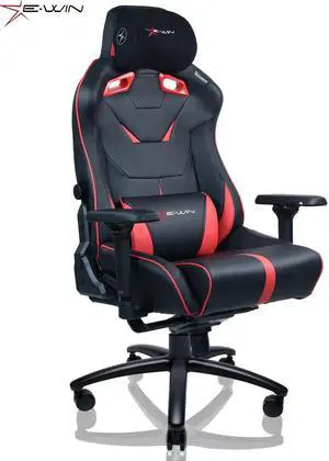 E-WIN 550LB Ergonomic Gaming Chair,Big and Tall Computer Chair for Heavy People,Office Chair with Magnetic Head Pillow-Black/Red