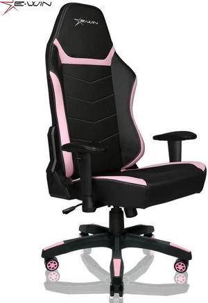 E-WIN Gaming Chair 400 lb Big and Tall Office Chair,High Back Ergonomic Computer Chair with Wide Seat Adjustable Armrest-Black/Pink