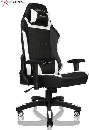 E-WIN Gaming Chair 400 lb Big and Tall Office Chair,High Back Ergonomic Computer Chair with Wide Seat Adjustable Armrest-Black/White