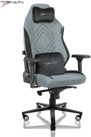 E-WIN Gaming Chair Breathable Fabric Office Chair with Magnetic Head Pillow and Lumbar Support High Back Ergonomic Computer Chair,Dark Grey