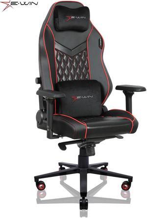 E-WIN 400LB Racing Style Gaming Chair,Height Adjustable  Computer Chair with Magnetic Head Pillow and Lumbar Support, Adjustable Armrest-Black&Red