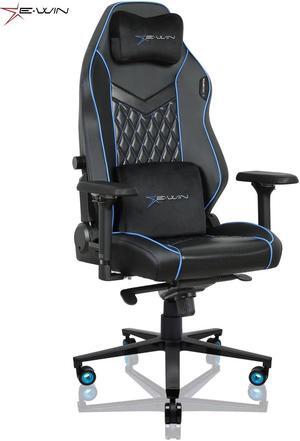 E-WIN 400LB Racing Style Gaming Chair,Height Adjustable  Computer Chair with Magnetic Head Pillow and Lumbar Support, Adjustable Armrest-Black&Blue