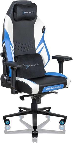 E-WIN 400LB Racing Style Gaming Chair,Height Adjustable Computer Chair with Magnetic Head Pillow and Lumbar Support, Adjustable Armrest-Black/Blue