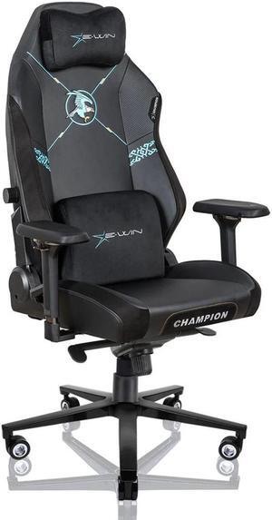 E-WIN 400LB Racing Style Gaming Chair,Height Adjustable Computer Chair with Magnetic Head Pillow and Lumbar Support, Adjustable Armrest-Black/Blue