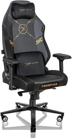 E-WIN 400LB Racing Style Gaming Chair,Height Adjustable Computer Chair with Magnetic Head Pillow and Lumbar Support, Adjustable Armrest-Black