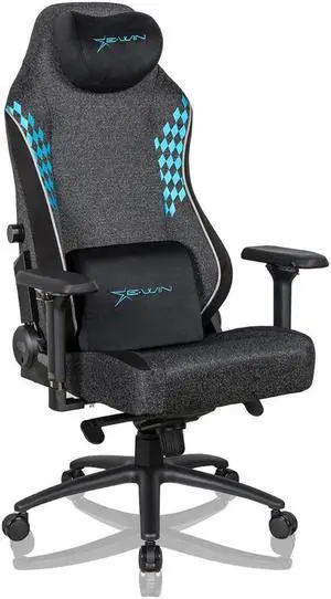 E-WIN 550LB Gaming Chair,Big and Tall Computer Chair for Adults,Ergonomic Office Chair with Magnetic Head Pillow,Thickened Seat Cushion-Grey/Blue