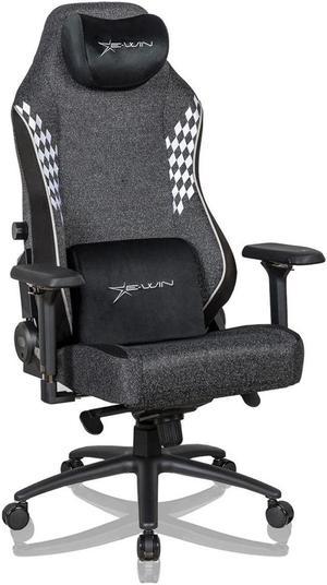E-WIN 550LB Gaming Chair,Big and Tall Computer Chair for Adults,Ergonomic Office Chair with Magnetic Head Pillow,Thickened Seat Cushion-Grey/White