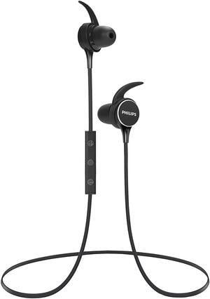 Philips IPX4 WATERPROOF, Wireless Bluetooth Headphones. In Ear Headset / Earbuds. Secure Fit, Powerful, High Quality Earphone. Rich Bass, Clear, Sport Stereo Sound Audio Output, Rapid Charge