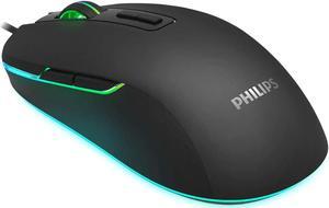 PHILIPS RGB Wired Gaming Mouse, 7 Programmable Buttons, Adjustable DPI, Comfortable Grip Ergonomic Optical PC Computer precise mouse Gamer Mouse
