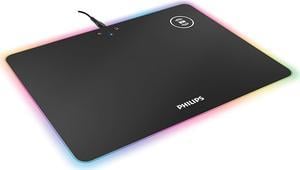PHILIPS Gaming Mouse Pad Non-Slip Rubber Base, Adjustable Brightness and Wireless Charging for Laptop Computer PC Games (13.9 x 10 inch)