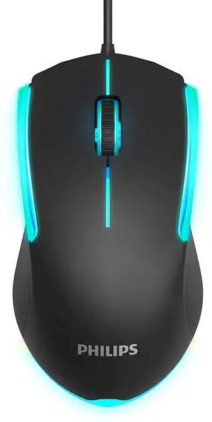 Philips LED RGB Back-lit Gaming Mouse, 3 Programmable Buttons, Comfortable Grip