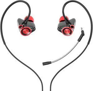 HP Wired Earphones In Ear Gaming Earhook Earbuds Monitor Earphones with Mic, Stereo Sound Volume Control and Detachable Microphone for Smartphone PC PS4 Xbox one and Mobile Devices
