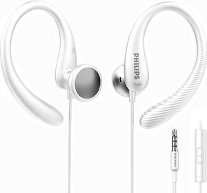 Philips Earbuds with Mic Behind the Ear Headphones for Sports, Running, Exercise, Gym, Lightweight Earhook Headphones