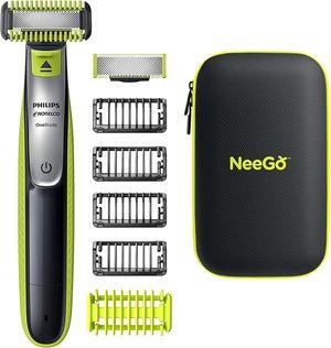 Philips Norelco Oneblade Hybrid Electric Beard Trimmer and Shaver Kit Razor for Men  NeeGo Case