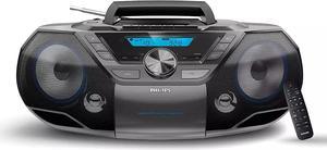 Philips Portable Bluetooth Boombox CD Player with Cassette All in one Powerful Stereo Sound Machine for Home with mega Bass Reflex Speakers RadioUSB  MP3 AUX Input with Backlight LCD Display