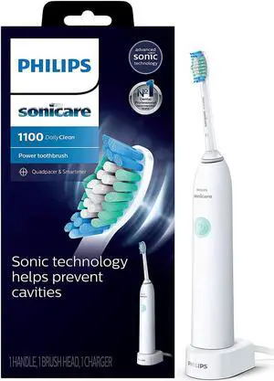 Philips Sonicare DailyClean 1100 Rechargeable Electric Power Toothbrush, White, HX3411/04