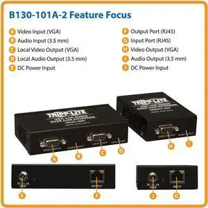 Tripp Lite Vga & Audio Over Cat5/Cat6 Video Extender Kit Transmitter Receiver Taa Gsa