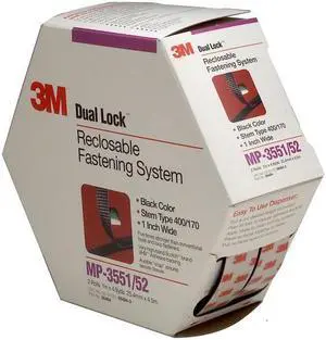 3M MP-3551-52BLACK Dual Lock Reclosable Fastener 1 x 5 Yards Black