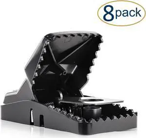 Large Powerful Rat Traps (8 Pack) – Kills Instantly with Powerful Steel Spring - Setup in Seconds - Wash & Reuse Over & Over - Hands Free Disposal - Rat Control without Harmful Poisons or Chemicals
