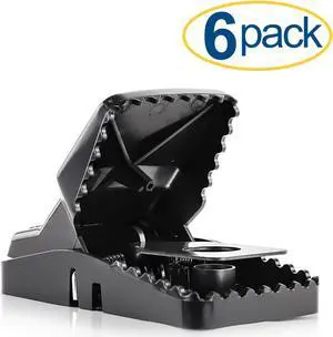 Large Powerful Rat Traps (6 Pack) - Kills Instantly with Powerful Steel Spring - Setup in Seconds - Wash & Reuse Over & Over - Hands Free Disposal - Rat Control without Harmful Poisons or Chemicals