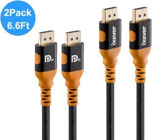 Display Port Cable 1.4 [6.6FT, 2Pack], DisplayPort to DisplayPort Cord Ultra Hi Speed (8K@60Hz, 4K@144Hz) Support HBR3, DSC, HDR 10, UHD, 32.4 Gbit/s Display Cable For PC, Monitor, HDTV, Projectors