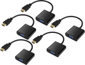 HDMI to VGA 1080p 5Pack, iXever Gold-plated HDMI to VGA Female Video Converter Adapter for Computer, Desktop, Laptop, PC, Monitor, Projector, HDTV, Chromebook, Raspberry Pi, Roku, Xbox and More