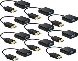 DP DisplayPort to VGA Adapter 1080p 10Pack,iXever Display Port DP to VGA Video Converter Adaptor Male to Female, for Computer, Desktop, Laptop, PC, Monitor, Projector, HDTV -Black