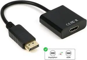 DisplayPort to HDMI Adapter 1080P, IXEVER DP DisplayPort Male to HDMI Female Converter Adaptor, Gold Plated, for HDTV, Monitor, Projectors