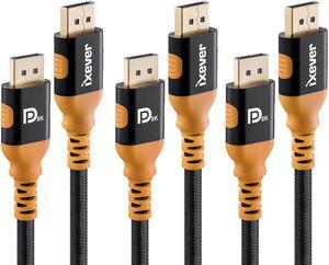 3Pack 8K DisplayPort Cable 1.4 5M 16.4Ft, iXever Display Port DP 1.4 Male to Male Cable, 8K@60Hz, 4K@144Hz and 2K@240Hz, HDCP 2.2, HDCP 1.4, HDR, HBR3 Rated, 32.4 Gbps bandwidth