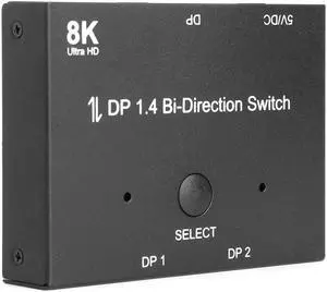 8K DisplayPort 1.4 Switch, iXever DP DisplayPort 1.4 Bi-Direction Switch Splitter 1X2 or 2x1 DP 1.4 KVM 8K@60Hz 4K@120Hz for Multiple Source and displays switcher