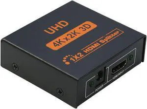 HDMI Splitter 1 in 2 Out, iXever 4K HDMI Splitter for Dual Monitors Duplicate/Mirror Only, 1x2 HDMI Splitter 1 to 2 Amplifier for Full HD 1080P 3D (1 Source onto 2 Displays)