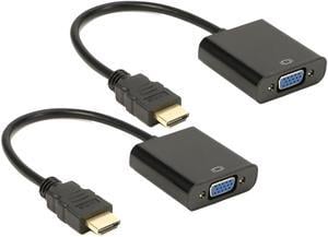 HDMI to VGA Adapter 2Pack, iXever Gold-Plated HDMI to VGA Converter Male to Female for Computer, Desktop, Laptop, PC, Monitor, Projector, HDTV, Chromebook, Raspberry Pi, Roku, Xbox and More - Black