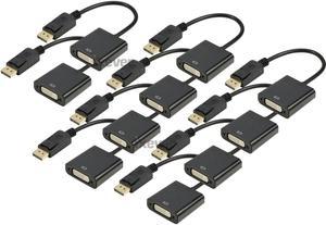 DP DisplayPort to DVI Female Adapter 1080p (10 Pack), iXever Display Port to DVI DVI-I Female Video Cable Adapter, Compatible with Computer, Desktop, Laptop, PC, Monitor, Projector, HDTV - Black