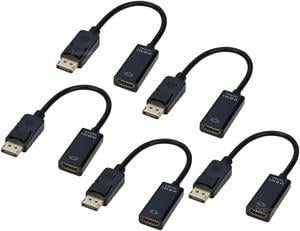 DisplayPort to HDMI Video Adapter 5Pack, 4K DP2HD Display Port to HDMI Video Converter Adaptor (Male to Female,Uni-Directional), Compatible with Computer, Desktop, PC, Monitor, Projector, HDTV - Black