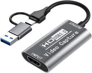 IXEVER 4K HDMI Capture Card for Streaming, Full HD 1080P 60FPS USB Cam Link Game Audio Video Capture Card for Nintendo Switch/PS5/3ds/Xbox/PS4 to Window Mac OS System OBS Zoom