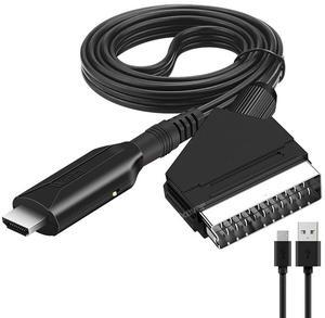SCART to HDMI Converter Cable 1080P/720P SCART Analog to Digital HDMI Video Audio Converter Adapter for CRT/VHS/DVD CVBS Play