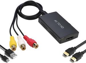 RCA to HDMI Adapter, AV to HDMI Converter, Composite to HDMI, Support 1080P PAL/NTSC Compatible with PS one, PS2, PS3, STB, Xbox, VHS, VCR, Blue-Ray DVD Players
