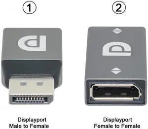 Jimier 2pcs/set DisplayPort 1.2 4K 60hz to DP Extension Adapter Male Female Ultra-HD UHD for Video PC Laptop TV