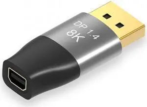 Xiwai Mini DisplayPort 1.4 8K 60hz Female Adapter Ultra-HD UHD 4K 144hz to DP Male 7680*4320 for Video PC Laptop TV