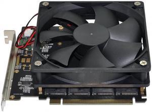 Cablecc 4X NVME M.2 AHCI to PCI-E Express 3.0 Gen3 X16 Raid Card with Fan VROC Raid0 Hyper Adapter
