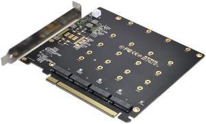 Chenyang 4X NVME M.2 AHCI to PCI-E Express 3.0 Gen3 X16 Raid Card with Fan VROC Raid0 Hyper Adapter