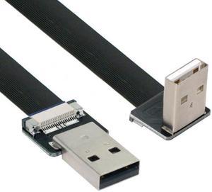 Chenyang CY Down Angled USB 2.0 Type-A Male to Type-A Male Data Flat Slim FPC Cable 90 Degree for FPV and Disk and Scanner and Printer