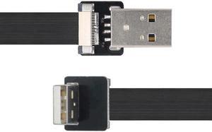 Chenyang 2.0M Up Angled USB 2.0 Type-A Male to Type-A Male Data Flat Slim FPC Cable 90 Degree for FPV & Disk & Scanner & Printer