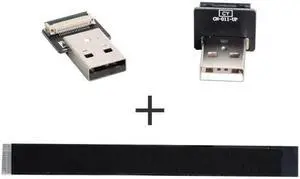 CY Up Angled USB 2.0 Type-A Male to Type-A Male Data Flat Slim FPC Cable 90 Degree for FPV and Disk and Scanner and Printer